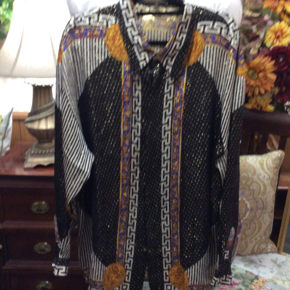 SOLD FAST!! Ceta Italian Greek Medusa Silk Shirt - Picture 6 of 8